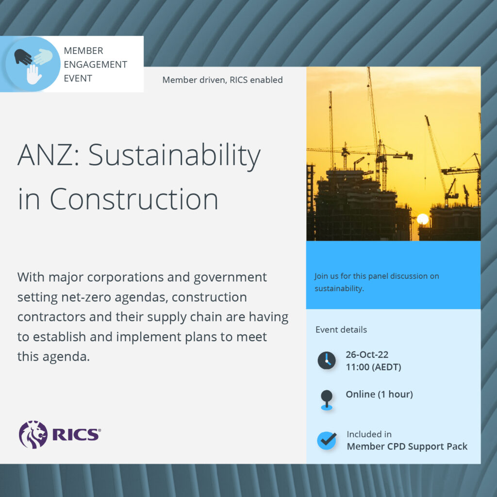 RICS ANZ Sustainability in Construction Webinar